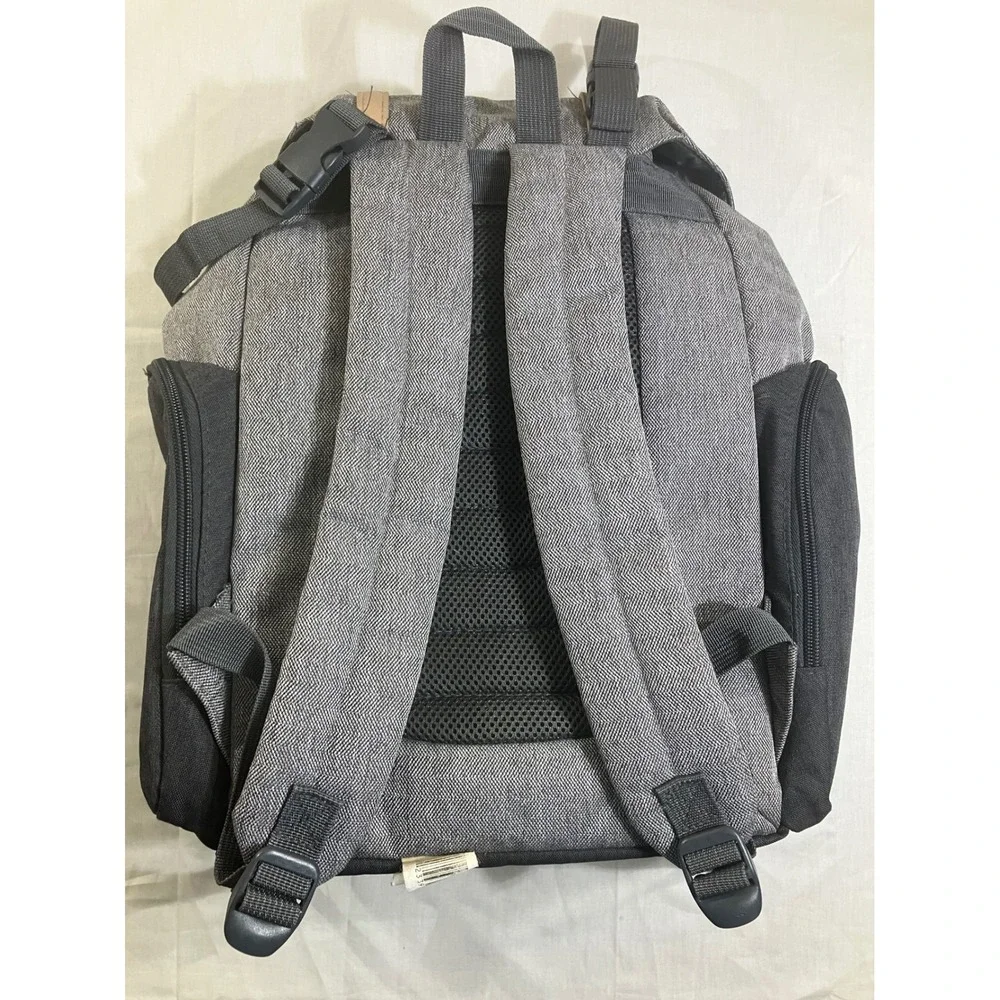 Eddie Bauer First Adventure Gray Diaper Backpack Insulated Pocket Heritage Style